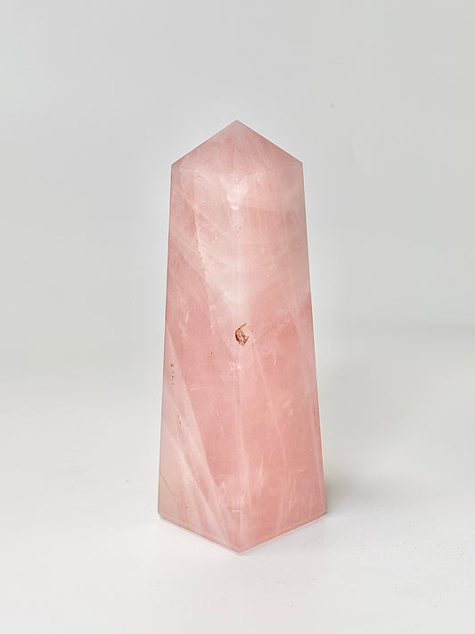 Four Facet Rose Quartz Tower – 380g - Soft Elegance & Balanced Design