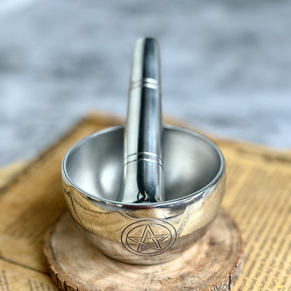 Pentacle Carved Mortar Pestle