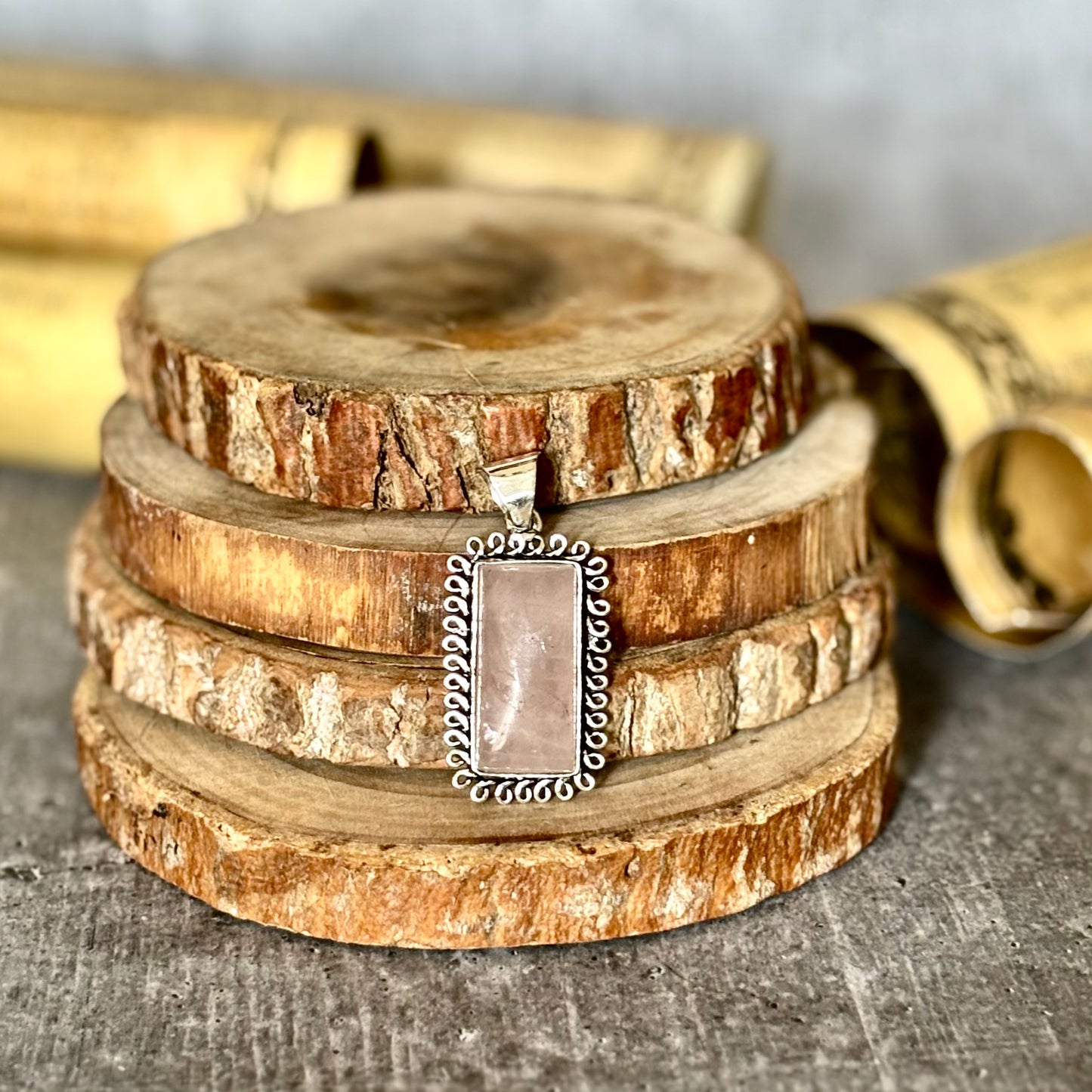 Rose Quartz Oxidised Pendant – Love & Gentle Energy