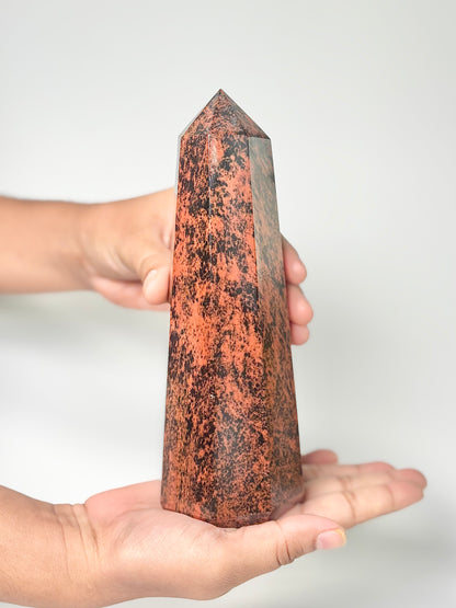 Eight Facet Mahogany Obsidian Tower – 752g - Rich Earth Tones & Balanced Form