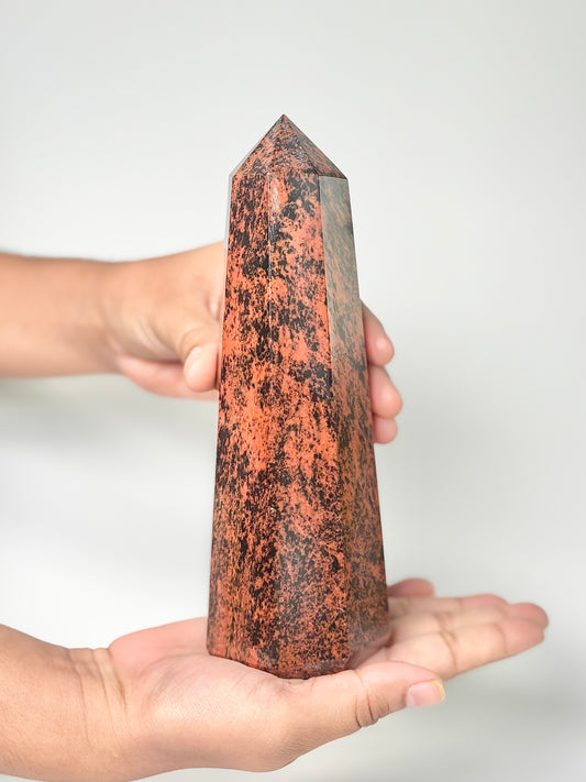 Eight Facet Mahogany Obsidian Tower – 752g - Rich Earth Tones & Balanced Form