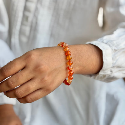 Orange Carnelian Bead Bracelet - 8mm | Opportunities & Courage