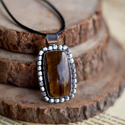 Tiger's eye Pendant with Cord | Wealth & Fortune