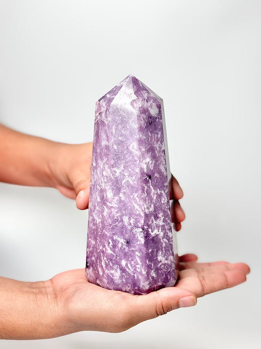 Eight Facet Lepidolite Tower – 1.1kg - Gentle Presence & Refined Balance