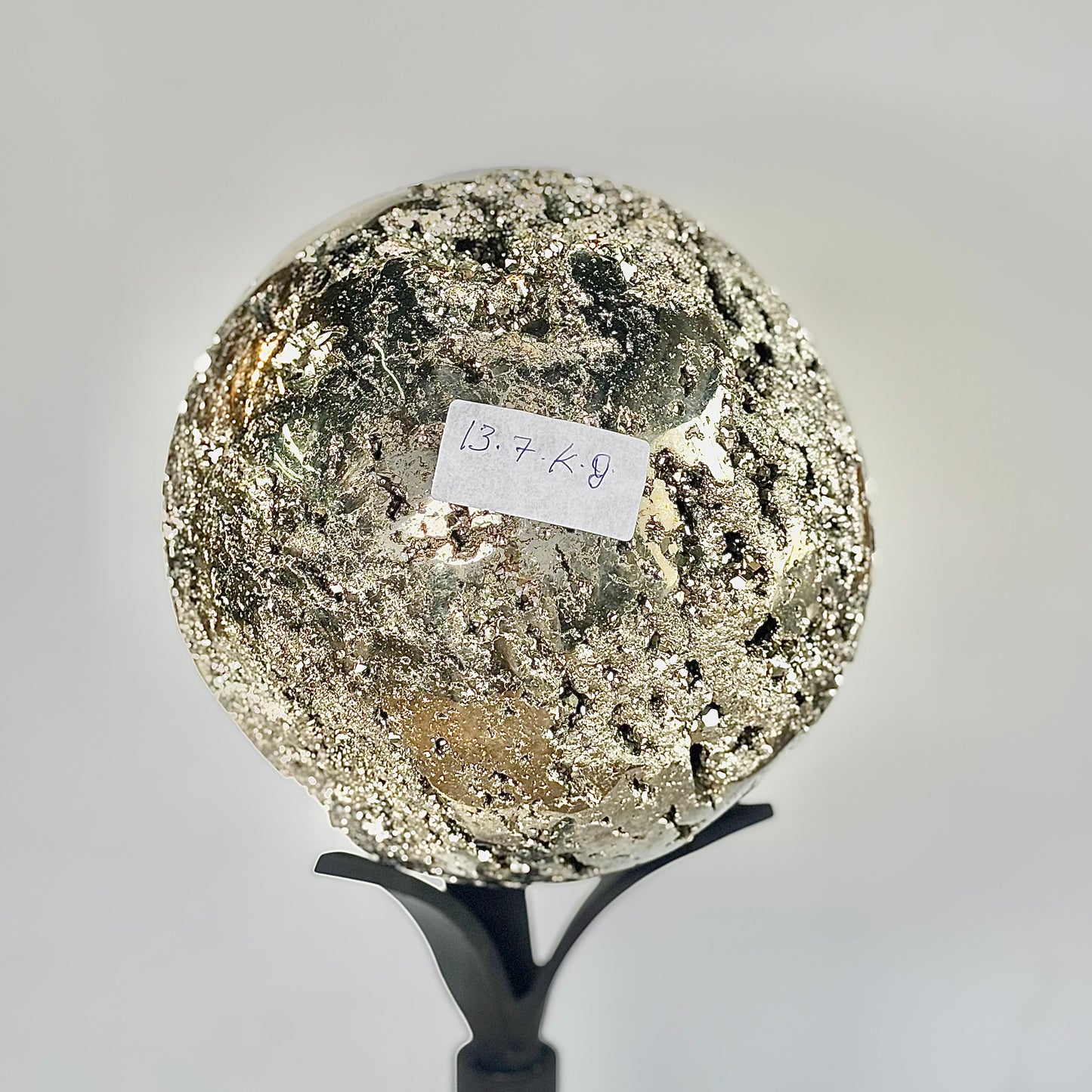 Extra Large Peruvian Pyrite Druzy Sphere 13.7 Kg – Abundance & Prosperity