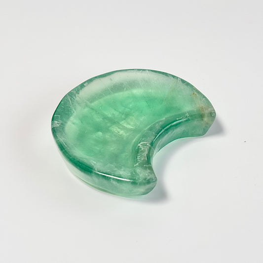 Crescent Moon-Shaped Green Fluorite Bowl
