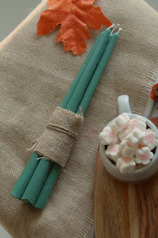 Green Taper Candle | Set of 10