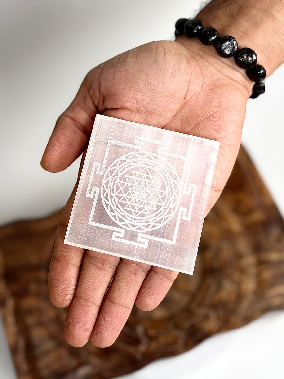Shree Yantra Square Selenite Plate