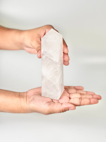 Four Facet Clear Quartz Tower – 390g - Amplify, Align & Awaken