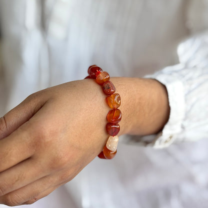 Orange Carnelian Mini Tumble Bracelet | Opportunities & Courage