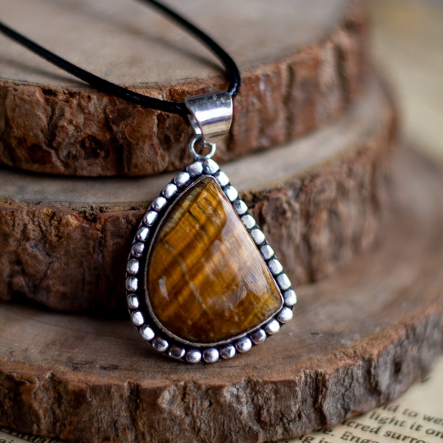 Tiger's eye Pendant with Cord | Wealth & Fortune