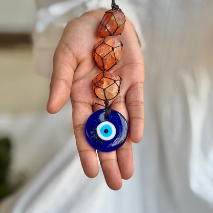 Orange Carnelian with Evil Eye Door Hanging | Hanger | Dangler - Opportunities & Courage