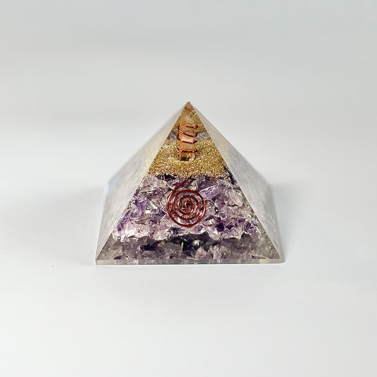 Amethyst Chips Orgonite Pyramid | Helps activating Third Eye & Psychic abilities