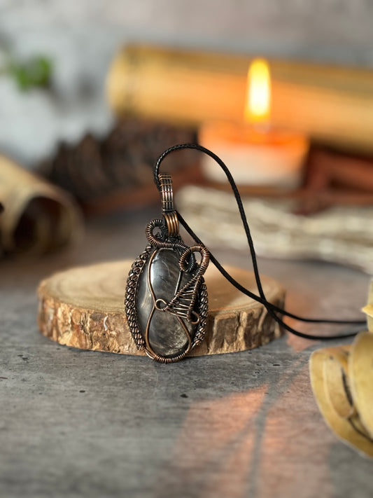 Golden Obsidian Wire-Wrapped Pendant – Strength &amp; Subtle Protection