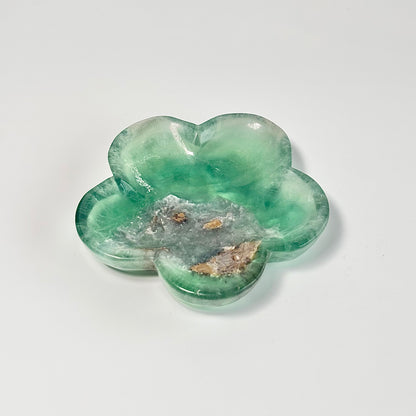 Flower-Shaped Green Fluorite Bowl