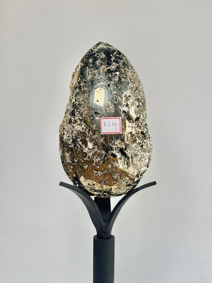 Extra Large Peruvian Pyrite Druzy Egg Carving 8.1 Kg – Abundance & Prosperity