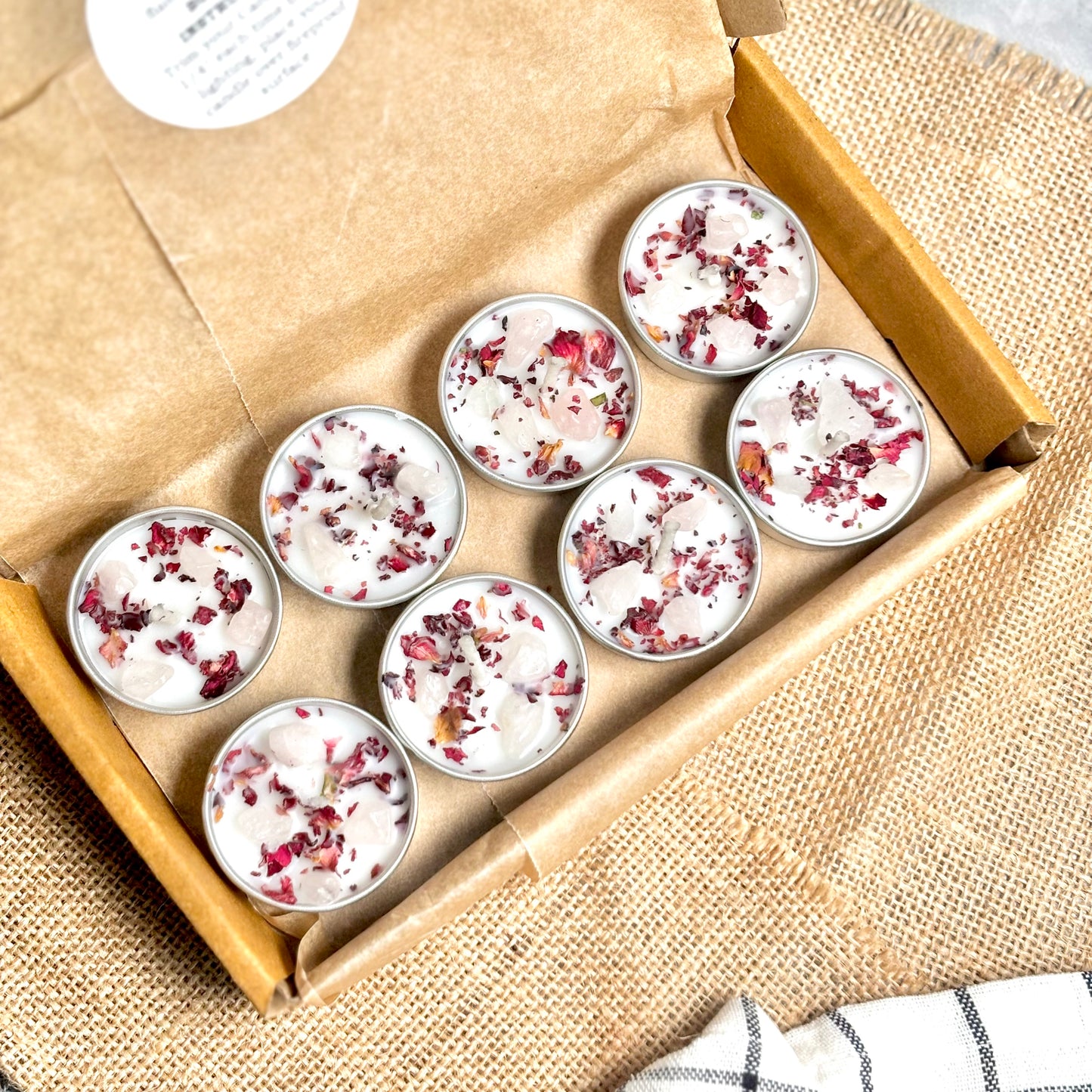 Rose Quartz & Rose Petal Soy Tealight Candle