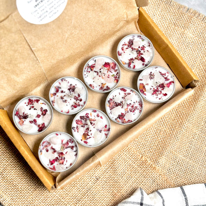 Rose Quartz & Rose Petal Soy Tealight Candle