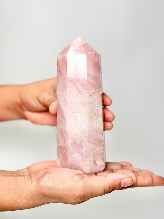 Eight Facet Rose Quartz Tower – 630g - Elegance, Warmth & Gentle Charm