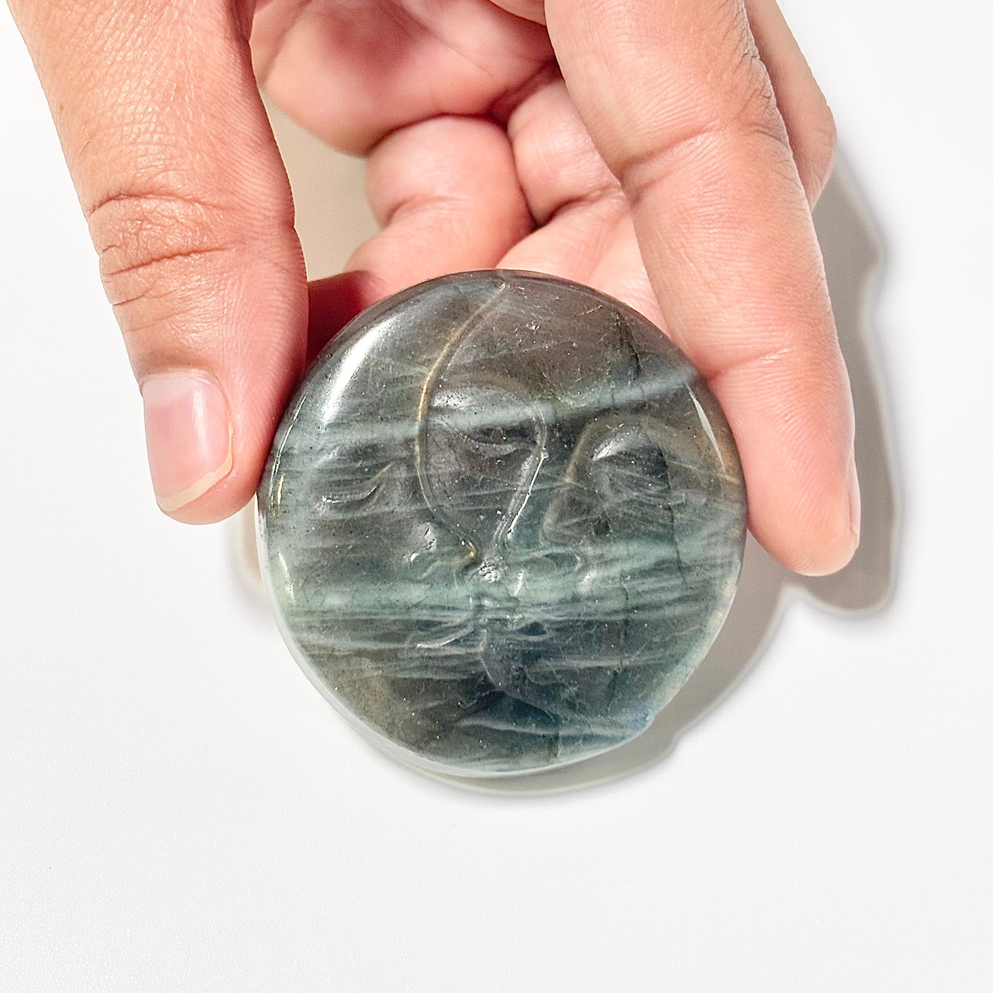 Sun & Moon Labradorite Crystal Carving – Intuition • Balance • Transformation
