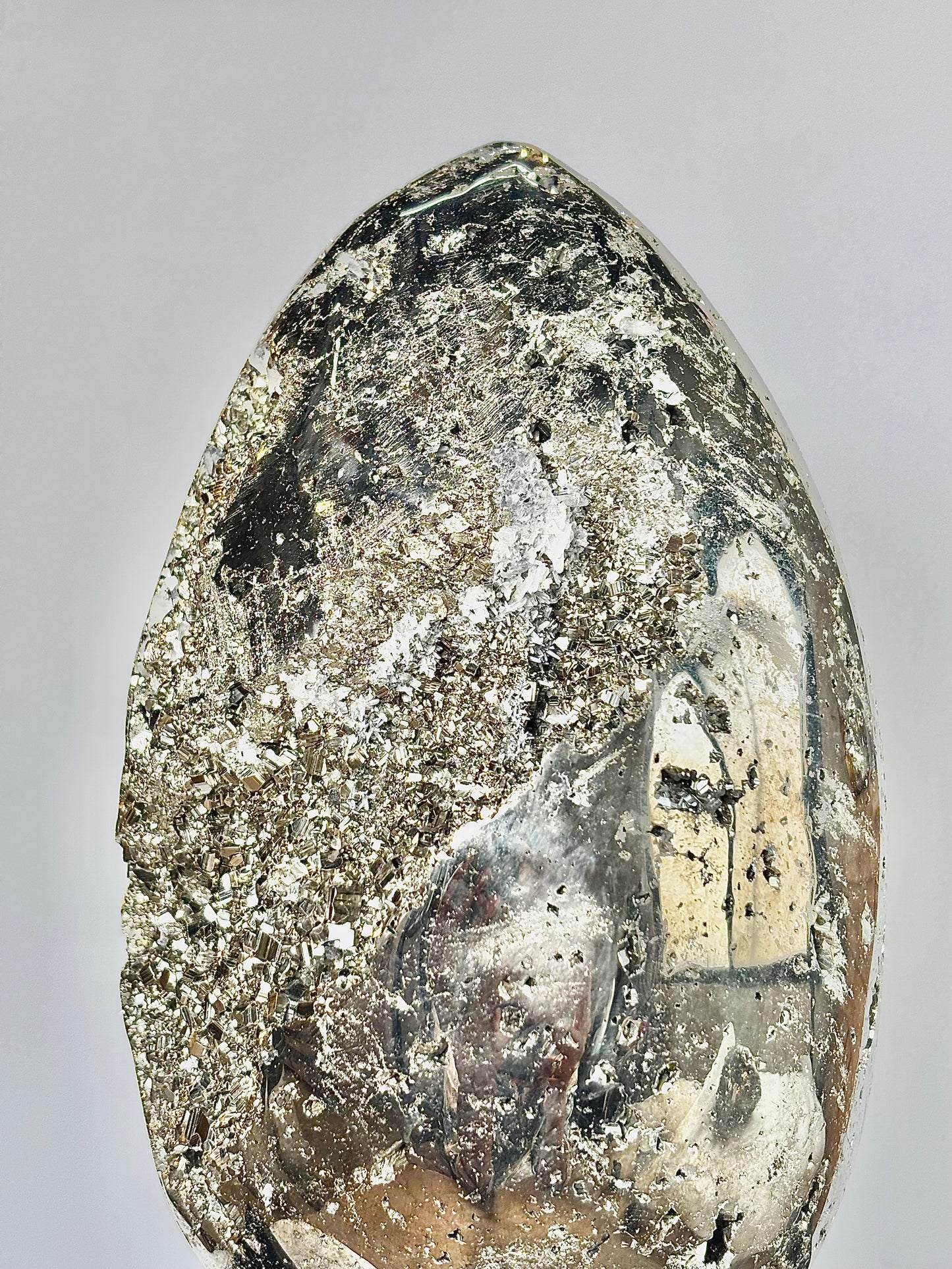 Extra Large Peruvian Pyrite Druzy Egg Carving 8.1 Kg – Abundance & Prosperity