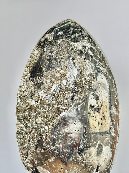 Extra Large Peruvian Pyrite Druzy Egg Carving 8.1 Kg – Abundance & Prosperity