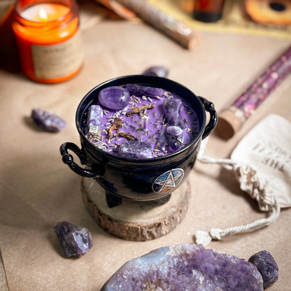 Calm & Focus Crystal Treasure Cauldron Soy Candle - 190 g