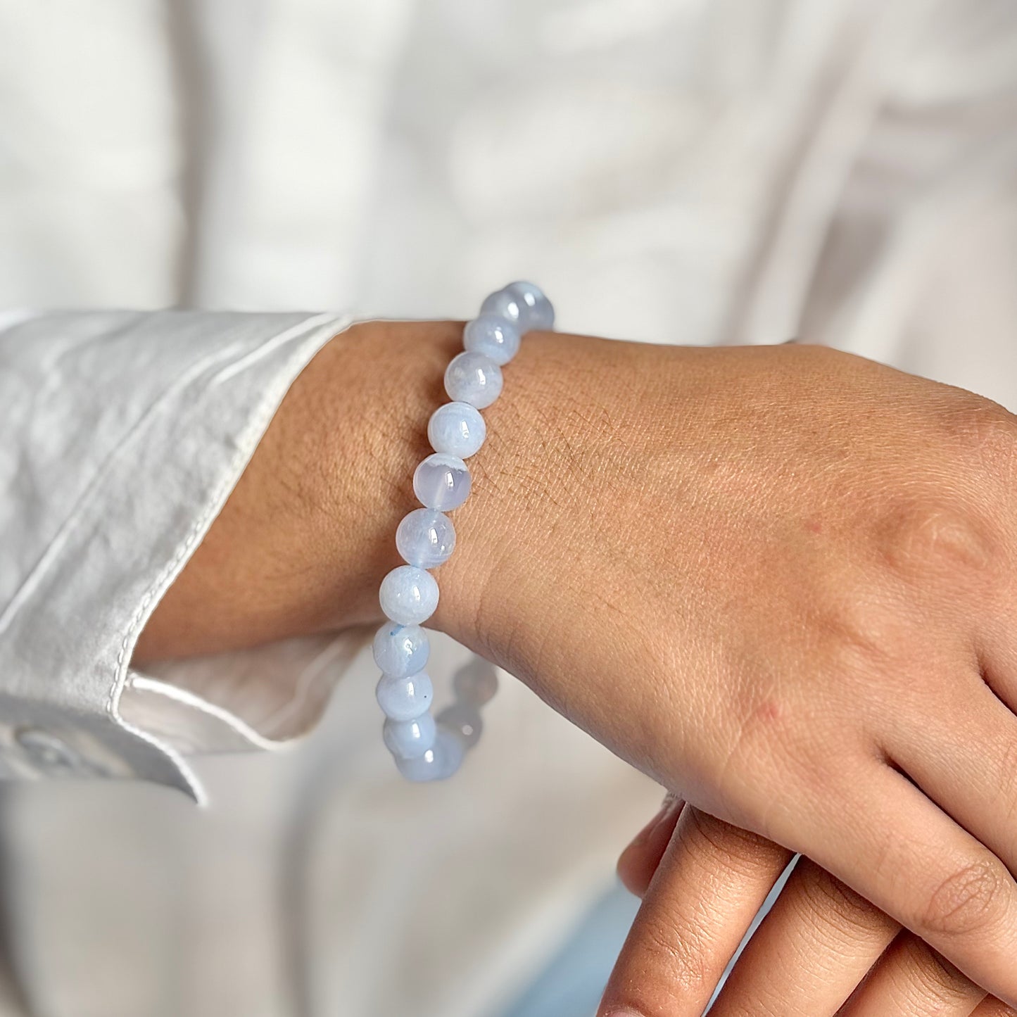 AAA Quality Blue Lace Agate Bead Bracelet - 8mm | Neutralise Anger