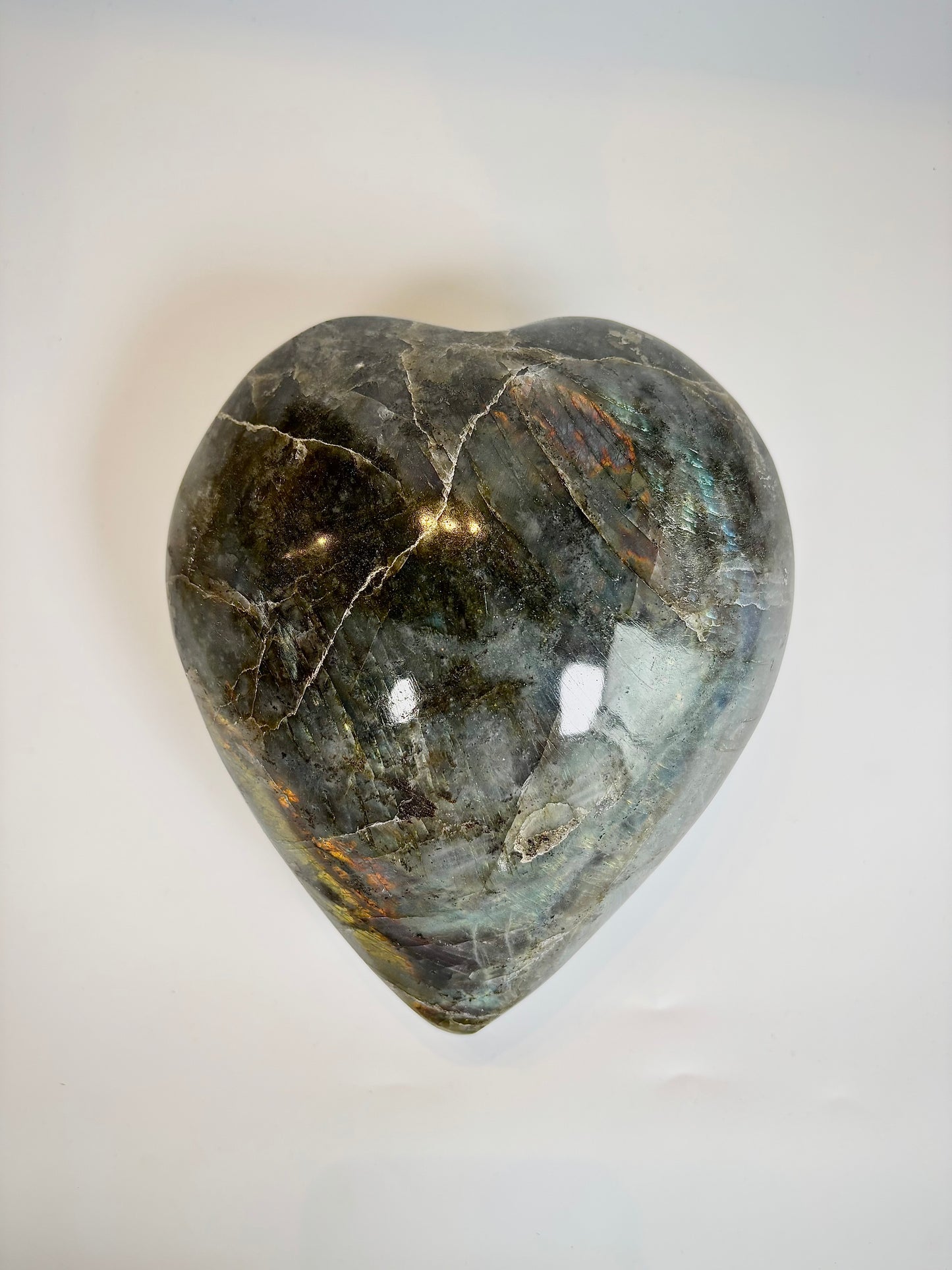 Large Natural Labradorite Heart Carving (Approx. 2 kg)