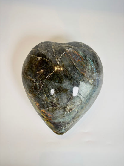 Large Natural Labradorite Heart Carving (Approx. 2 kg)