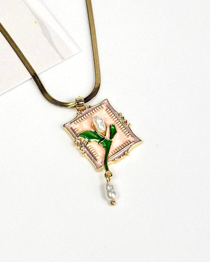 Gold-Plated Floral Pendant Necklace | Stainless Steel | The Lilith Store