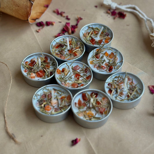Rosemary & Orange Carnelian Soy Tealight Candle