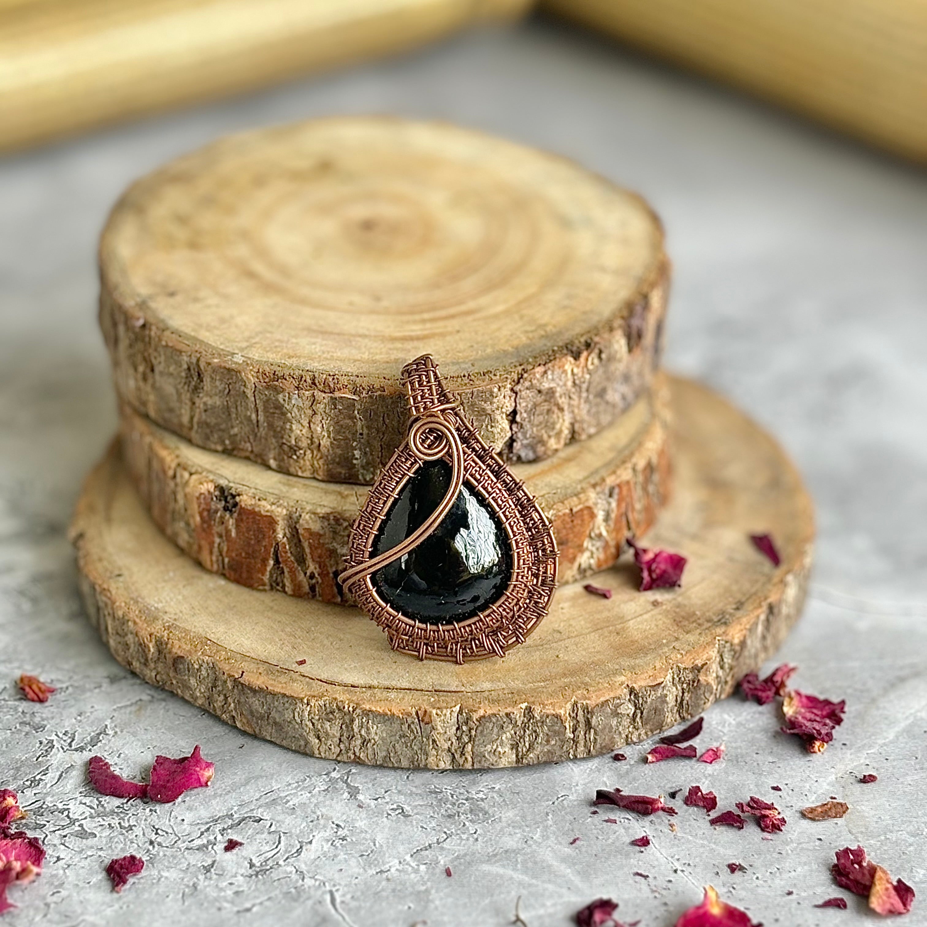 Wire wrapped black tourmaline hotsell