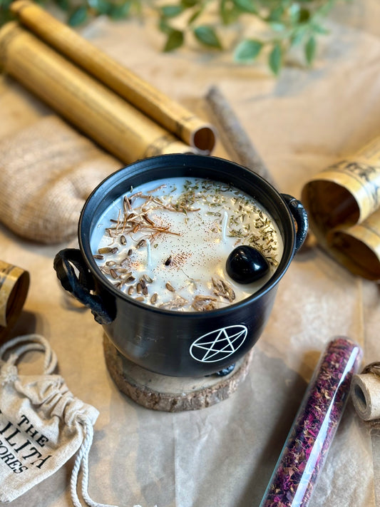 Pentacle Print Cauldron Candle | Remove Evil eye & Cleanse & Protect