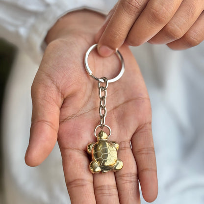 Golden Pyrite Turtle Keychain - 1 inch