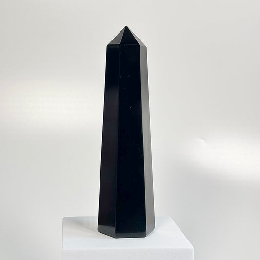 Black Obsidian Six-Facet Tower – 444g - Ground • Shield • Release