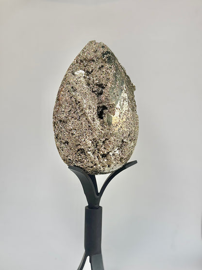 Extra Large Peruvian Pyrite Druzy Egg Carving 8.4 Kg – Abundance & Prosperity