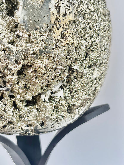Extra Large Peruvian Pyrite Druzy Egg Carving 8.4 Kg – Abundance & Prosperity