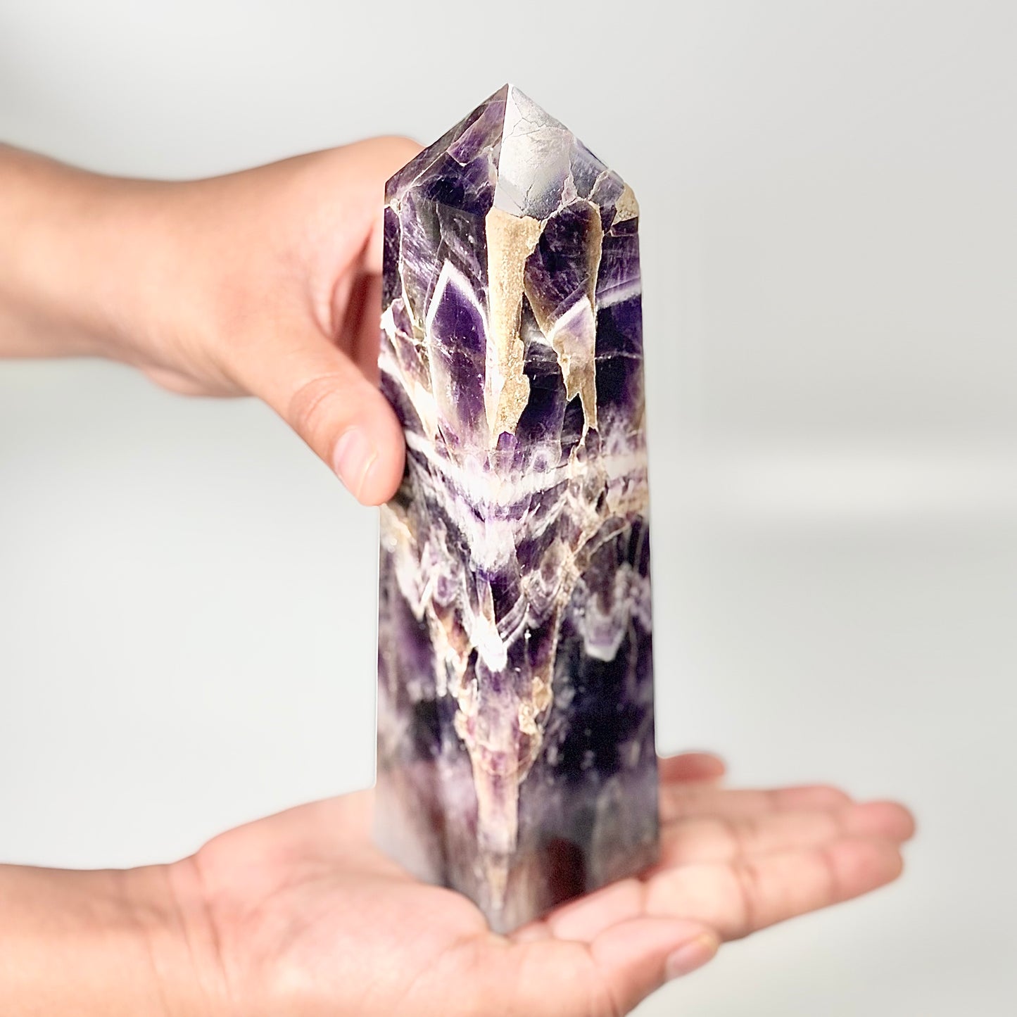 Four Facet Chevron Amethyst Tower – 610g - Amplified Intuition & Focused Healing