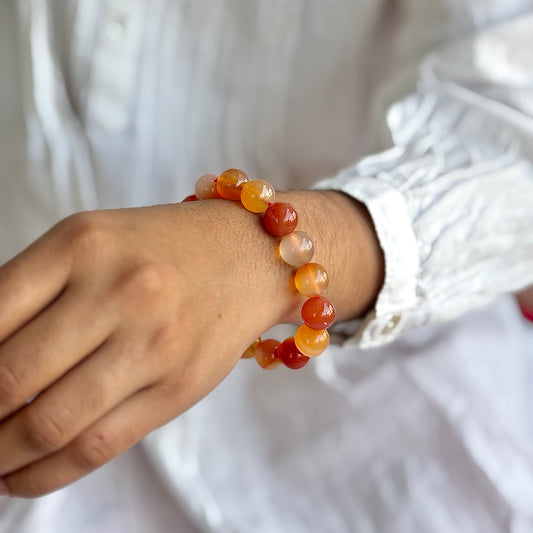 Orange Carnelian Bead Bracelet - 12mm | Opportunities & Courage