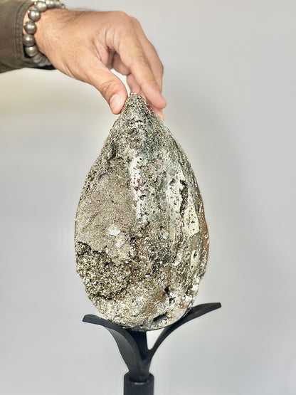 Extra Large Peruvian Pyrite Druzy Egg Carving 5.8 Kg – Abundance & Prosperity