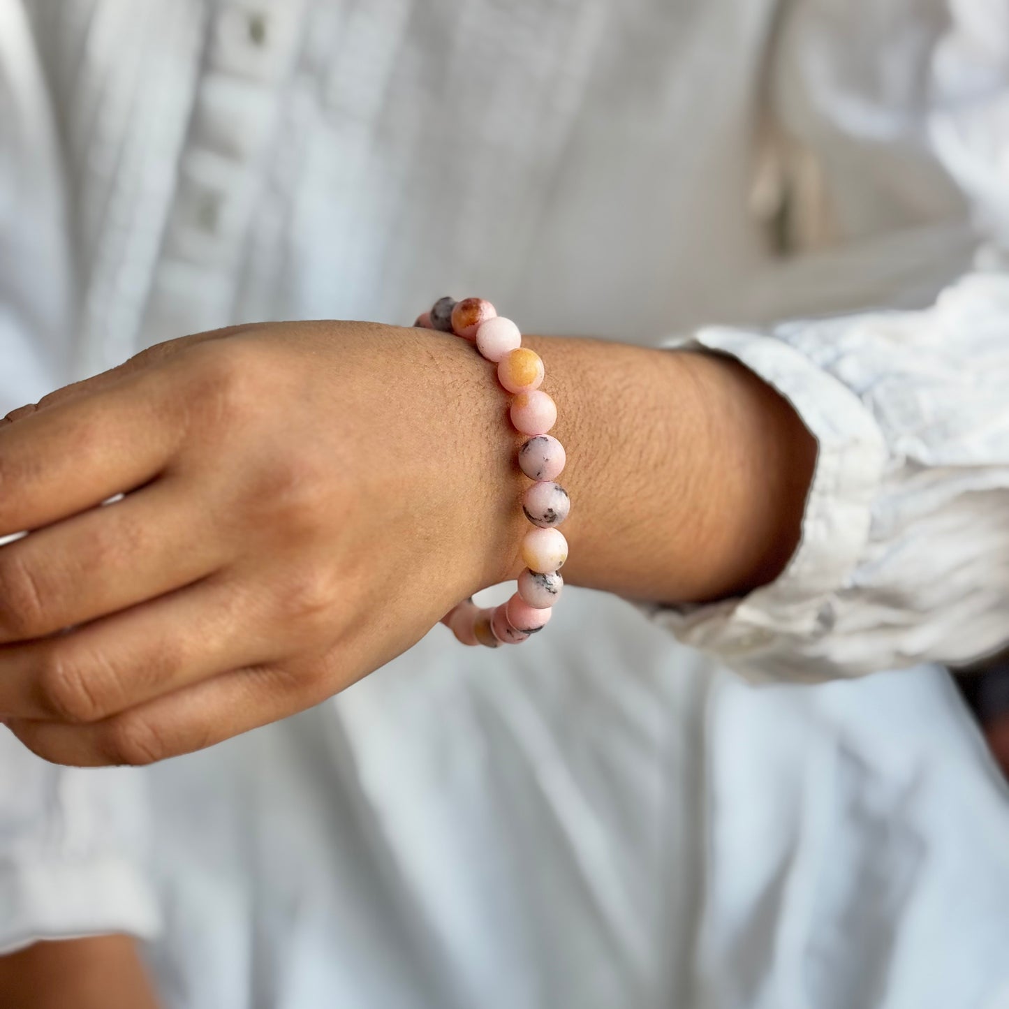 Pink Opal Bead Bracelet - 8mm  | Sooth Anxiety