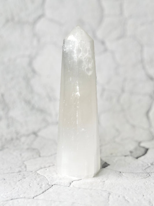 Eight Facet Selenite Tower – 456g -Light, Clarity & Refined Simplicity