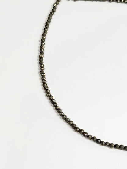 Natural Pyrite 4mm Faceted Bead Necklace