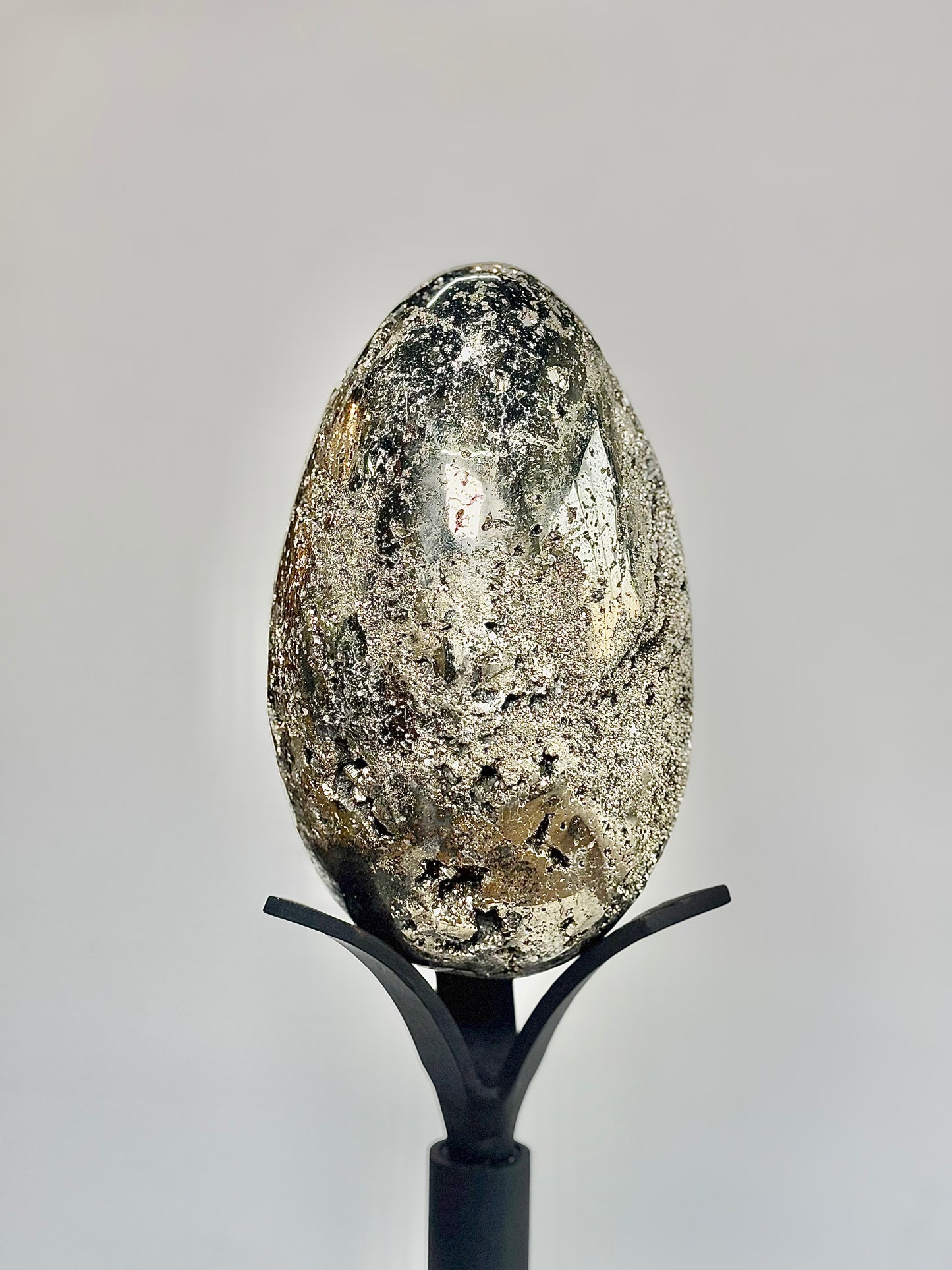 Extra Large Peruvian Pyrite Druzy Egg Carving 6.6 Kg – Abundance & Prosperity