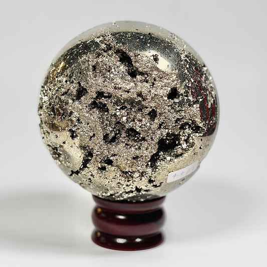 Extra Large Peruvian Pyrite Druzy Sphere 4.4 Kg – Abundance & Prosperity
