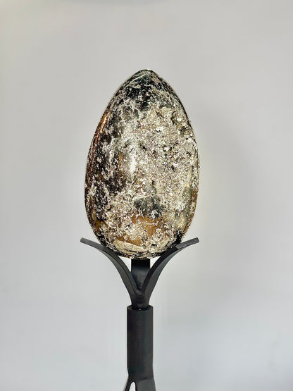 Extra Large Peruvian Pyrite Druzy Egg Carving 8.1 Kg – Abundance & Prosperity