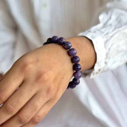 Lepidolite Bead Bracelet - 10mm | Clear Blockages of Heart Chakra & Third eye Chakra