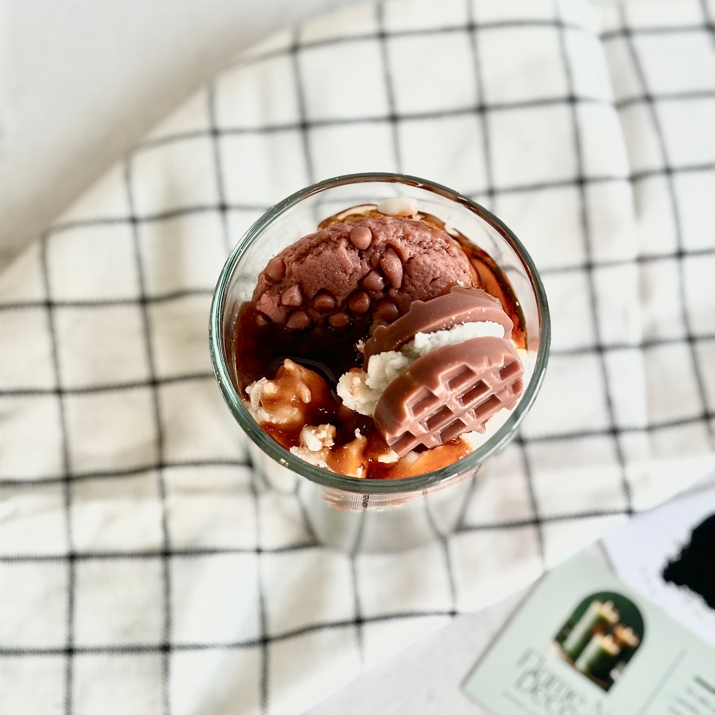 Coffee & Vanilla Topped with Cookie and waffle Dessert Decorative soy scented Candle