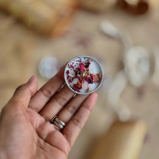 Rose Quartz & Rose Petal Soy Tealight Candle